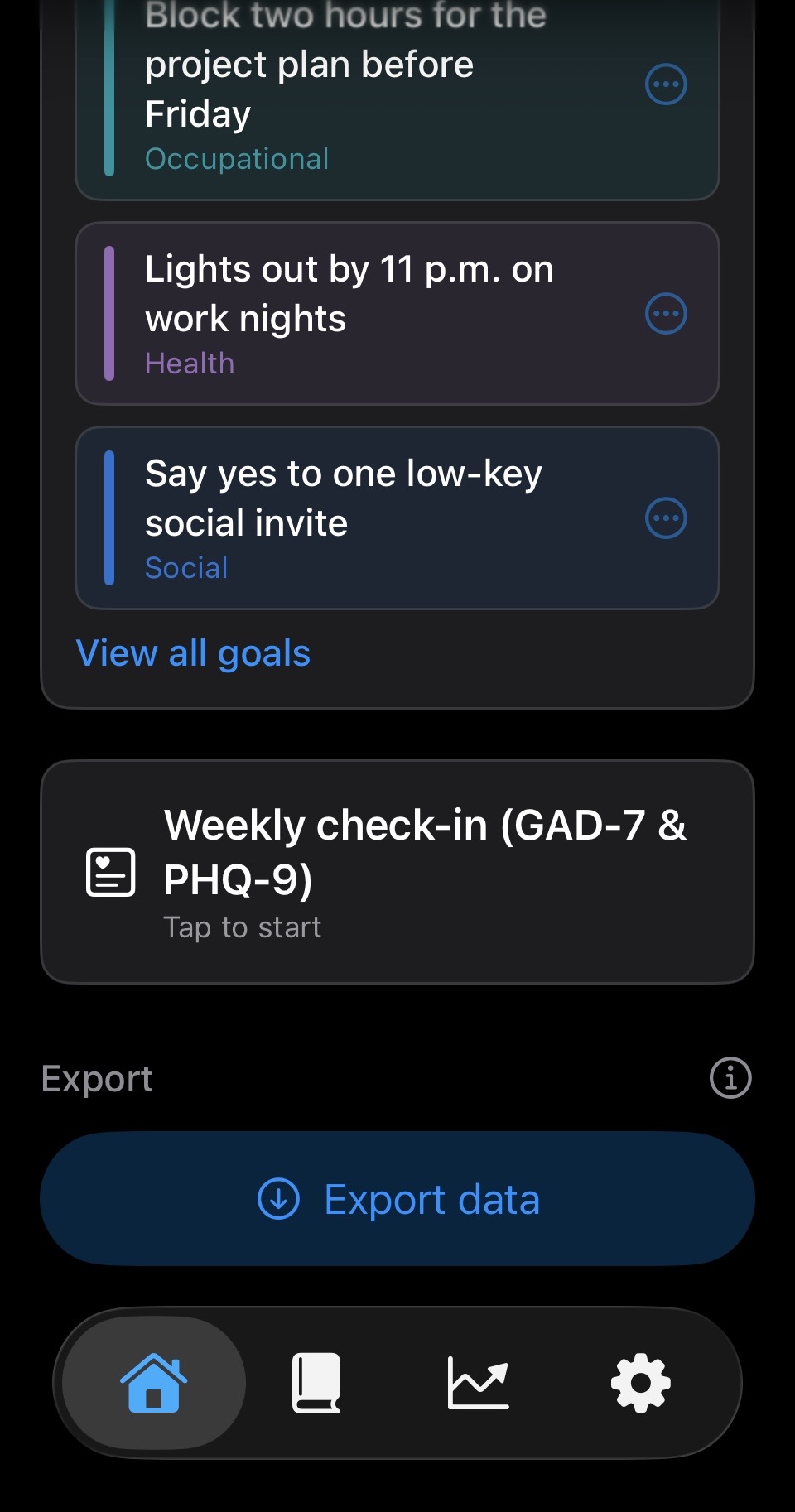 Lower portion of Clearthought home screen with more entries.